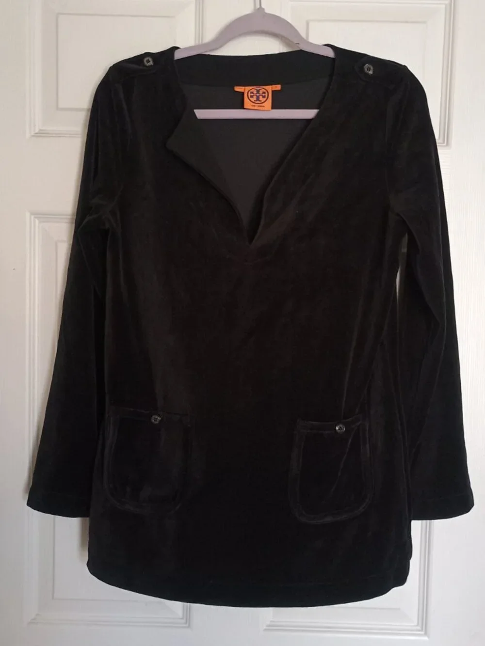 EUC Tory Burch Black Velour Tunic Size M